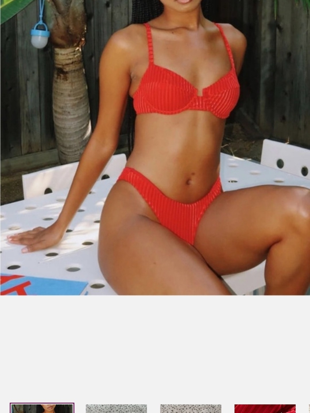 Dippin' Daisy's Red Ribbed Underwire Bikini Set Large